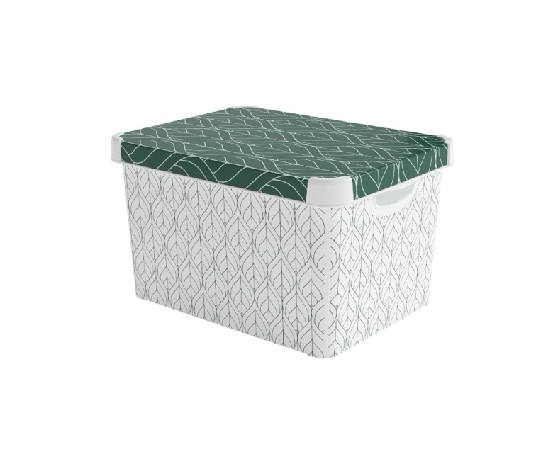 Box with lid Deco Stockholm L 39.5x29.5x23.5cm Green Leaves Box with lid Deco Stockholm L 39.5x29.5x23.5cm Green Leaves