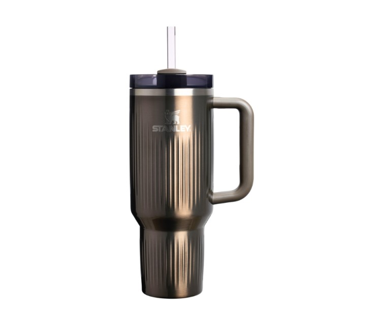 Thermos mug with straw The Quencher H2.0 Fluted Tumbler 1.18L glossy dark gray