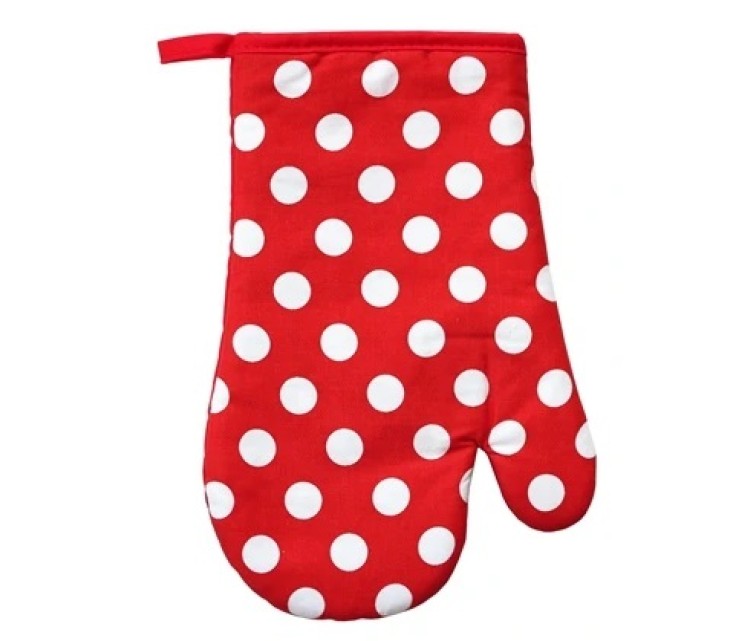 Heat-resistant glove red with white dots