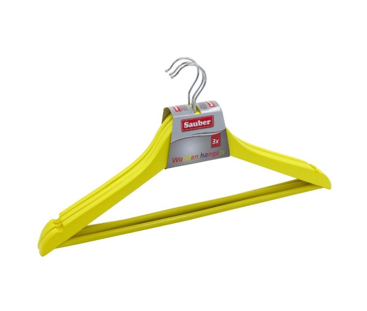 Clothes hangers wooden 3 pieces yellow