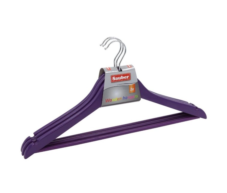 Clothes hangers wooden 3 pcs. purple