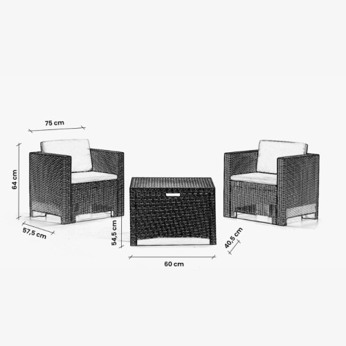 Sodo baldų komplektas Set Colorado 2 pilka
