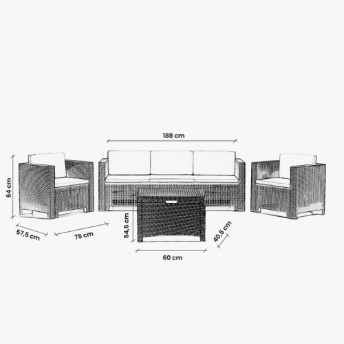 Garden furniture set Set Colorado 3 grey Garden furniture set Set Colorado 3 grey