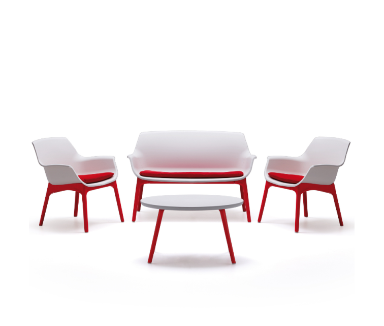 Garden furniture set Luxor Lounge Set white/red