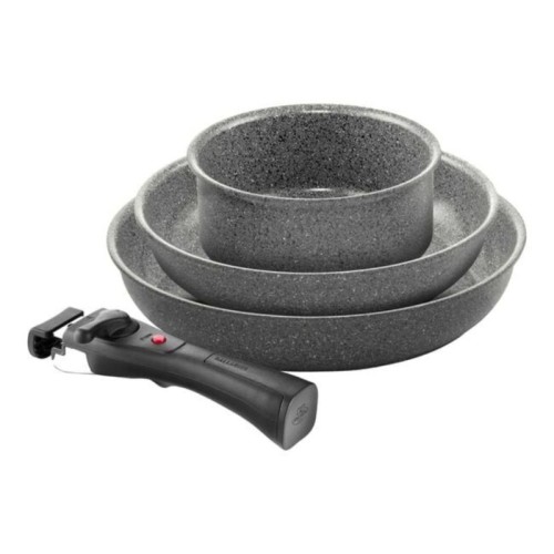 Komplekts 3 gab. Torre pannas Ø24cm, Ø28cm un mērces katliņš Ø16cm + 3 gab. noņemami rokturi  Komplekts 3 gab. Torre pannas Ø24cm, Ø28cm un mērces katliņš Ø16cm + 3 gab. noņemami rokturi