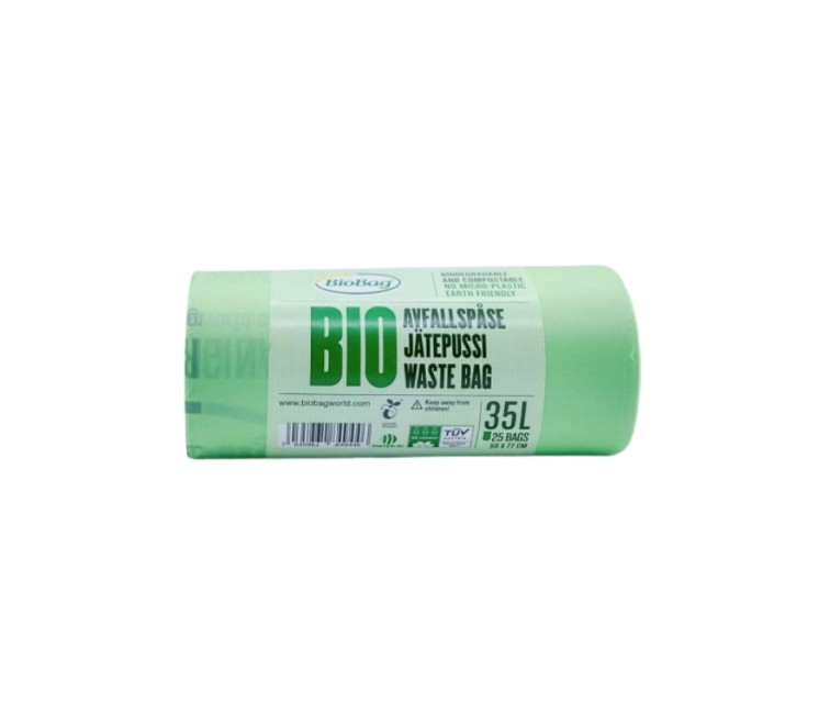 Atkritumu maisi kompostējami BioBag 35L Special (25 gab. rullī) 23mkr. 58x77cm zaļi