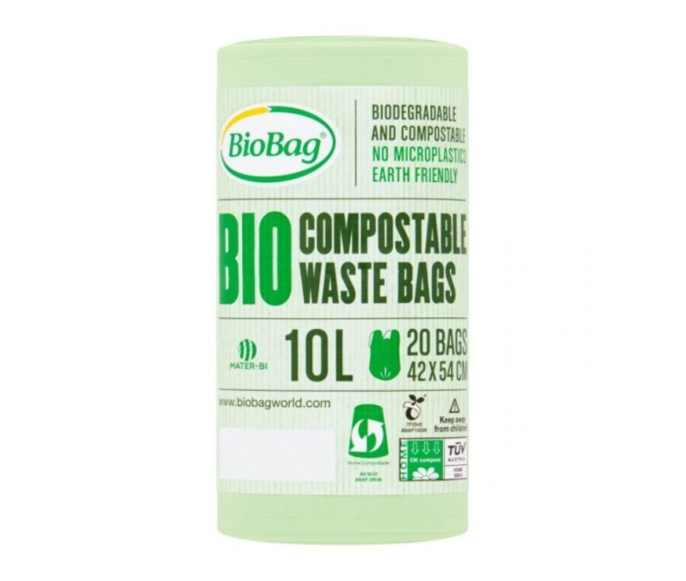 Atkritumu maisi kompostējami BioBag 10L (20 gab. rullī) 15mkr. 42x54cm zaļi