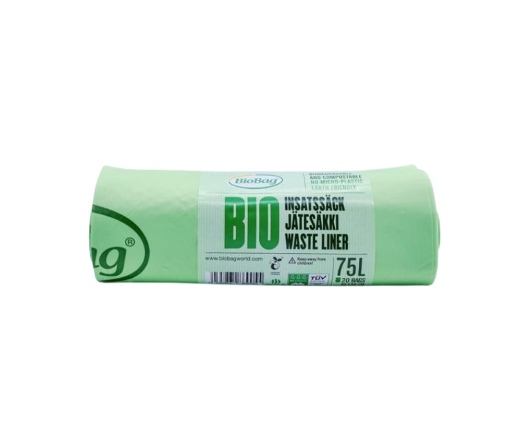 Atkritumu maisi kompostējami BioBag 75L (20 gab. rullī) 23mkr. 65x90cm zaļi Atkritumu maisi kompostējami BioBag 75L (20 gab. rullī) 23mkr. 65x90cm zaļi