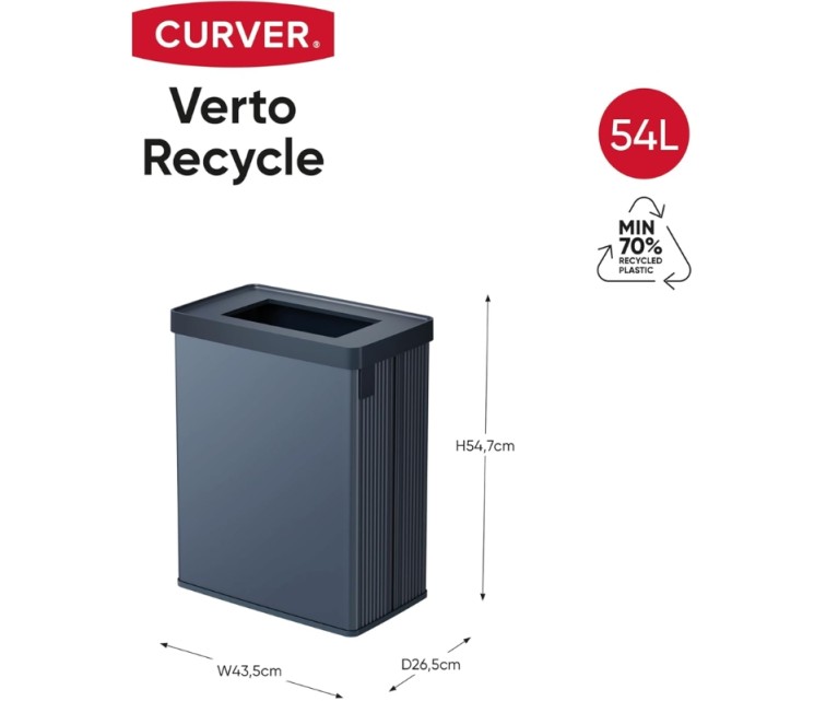Rectangular metallized waste bin Verto Recycle 54L pearl blue Rectangular metallized waste bin Verto Recycle 54L pearl blue