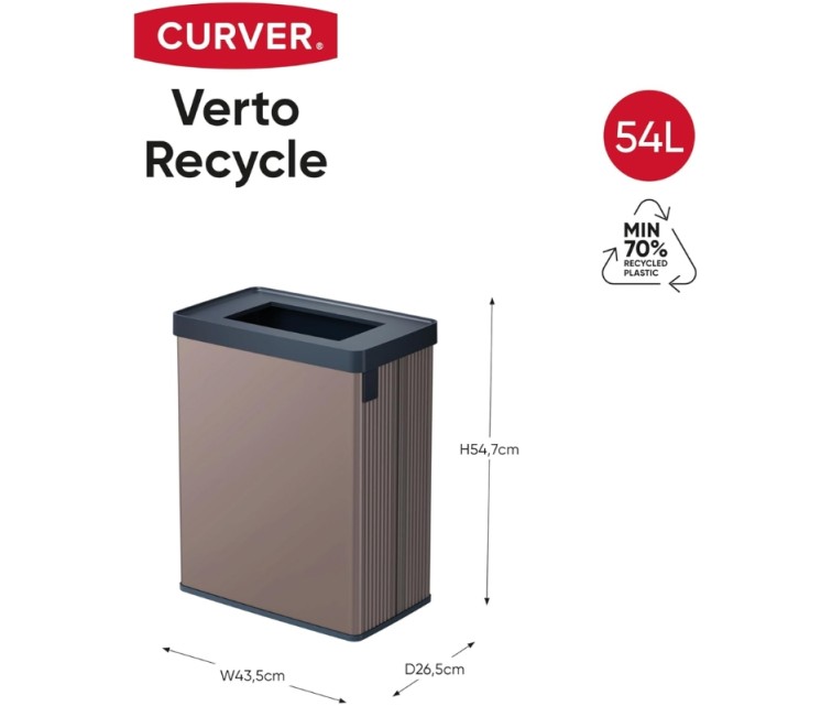 Atkritumu tvertne taisnstūrveida metalizēta Verto Recycle 54L pērļu rozā krāsā Atkritumu tvertne taisnstūrveida metalizēta Verto Recycle 54L pērļu rozā krāsā