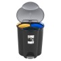 Pedal bin for waste sorting Trio 40L (2x17+6L) black/silver