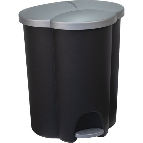 Pedāļspainis atkritumu šķirošanai Trio 40L (2x17+6L) melns/sudraba Pedāļspainis atkritumu šķirošanai Trio 40L (2x17+6L) melns/sudraba