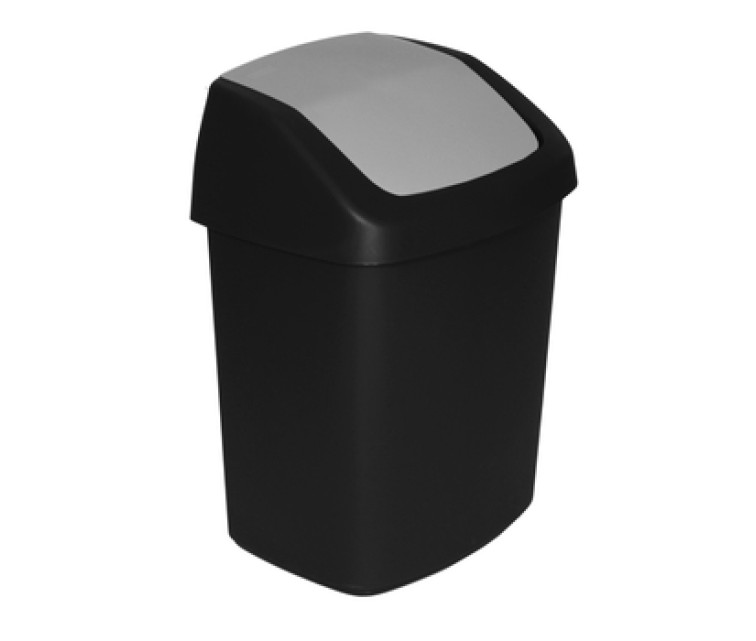 Ведро для мусора Swing Top 15L 30,6x24,8x41,8cm черный/серебристый