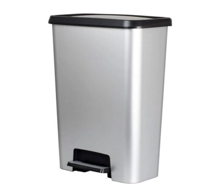 Metallic waste sorting pedal bucket Compatta Duo 23+23L silver