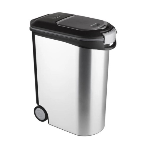 Trauks barības uzglabāšanai uz riteņiem Pet Life 20kg 54L 49,3X27,8x60,5cm sudraba Trauks barības uzglabāšanai uz riteņiem Pet Life 20kg 54L 49,3X27,8x60,5cm sudraba