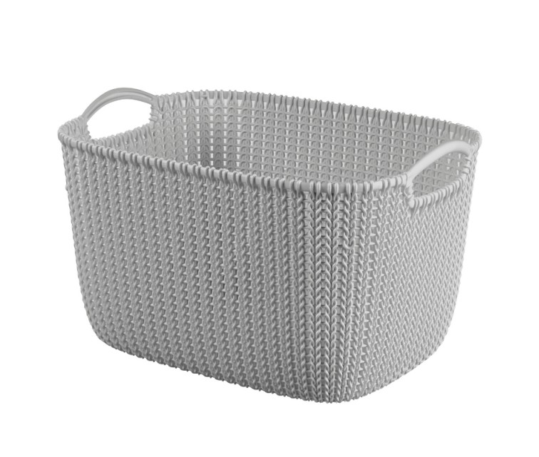 Basket Knit L rectangle 19L 40x30x23cm light grey