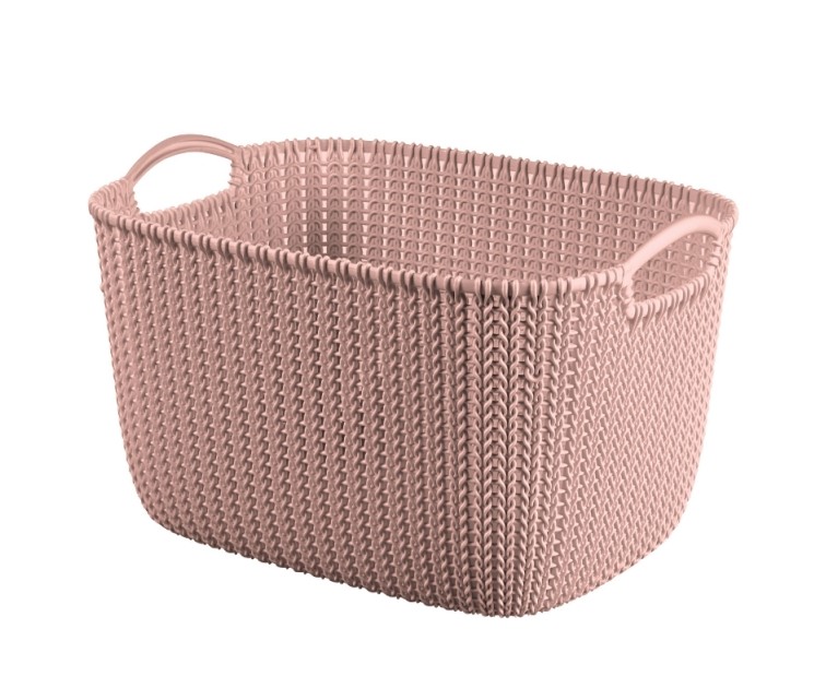 Basket Knit L rectangle 19L 40x30x23cm pink