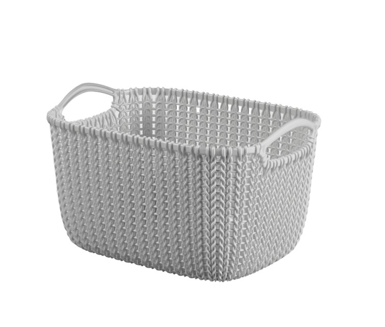 Basket Knit S rectangle 8L 30x22x17cm light grey