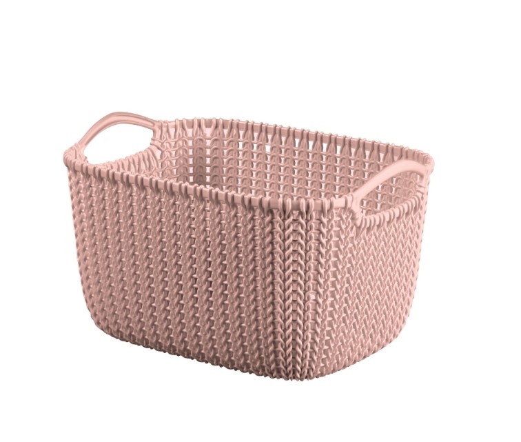 Basket Knit S rectangle 8L 30x22x17cm pink