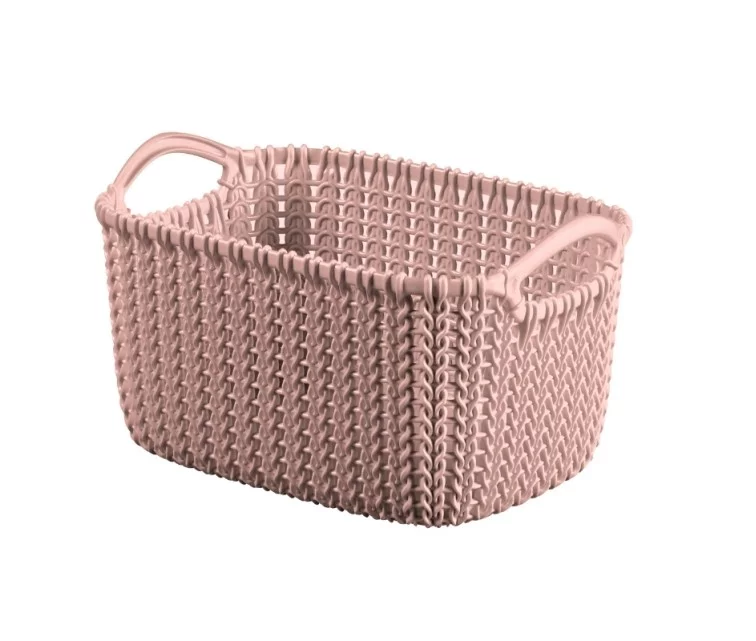 Krepšelis megztas XS stačiakampis 3L 25x18x14cm rožinės spalvos Krepšelis megztas XS stačiakampis 3L 25x18x14cm rožinės spalvos