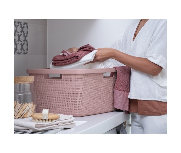 Laundry basket Jute 46L 59x39x26cm pink