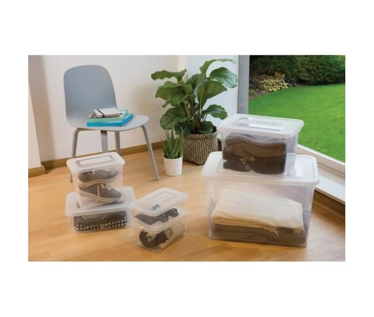 Dėžutė su dangteliu Handy 50L 60x40x28cm skaidrus Dėžutė su dangteliu Handy 50L 60x40x28cm skaidrus