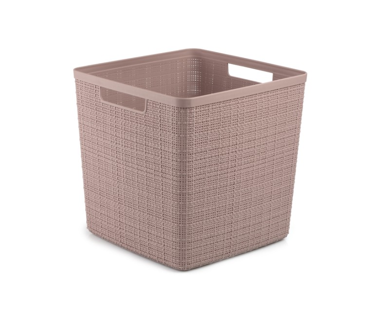 Basket Jute square 17L 28x28x27cm pink