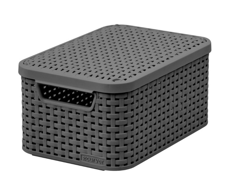 Box with lid Style S 29,1x19,8x14,2cm dark grey