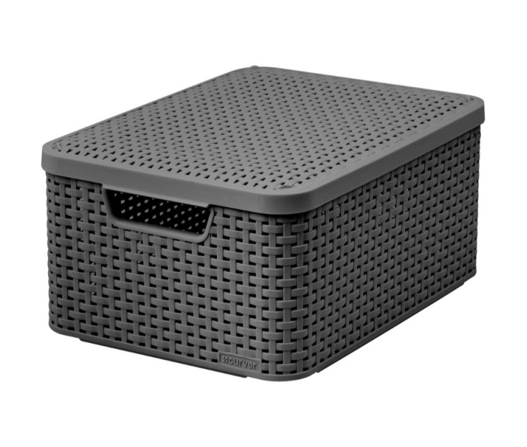 Box with lid Style M 39,3x29,3x18,7cm dark grey