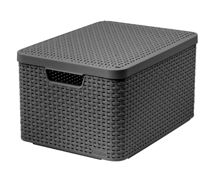 Box with lid Style L 43,6x32,6x23cm dark grey