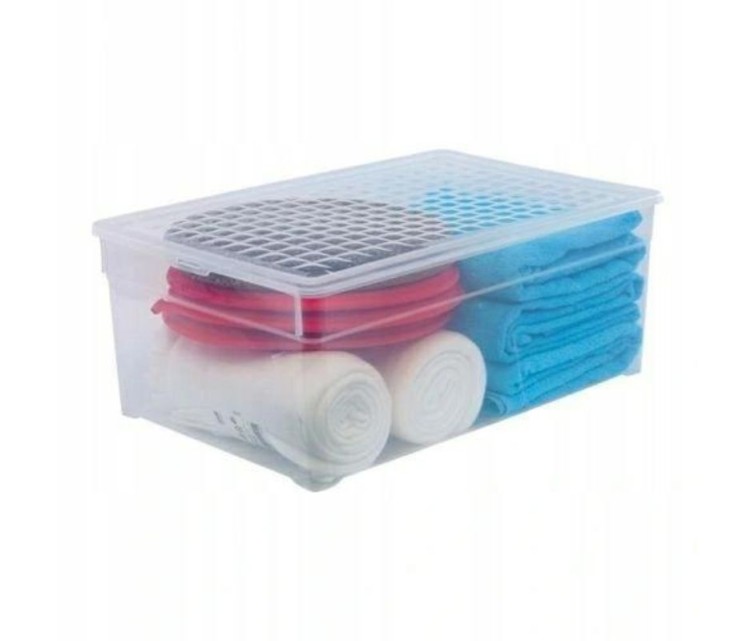 Box with lid Textile Box 18,5L 39,6x34,3x17,3cm transparent