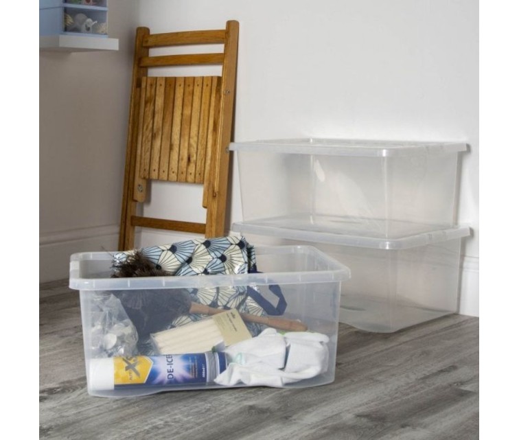 Box with lid Textile Box 45L 59,6x39,4x23cm transparent