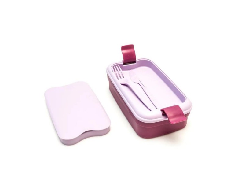 Food bowl rectangle with cutlery 1,4L Lunch&Go purple