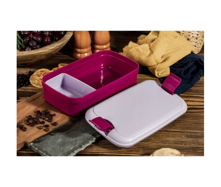 Food bowl rectangle with cutlery 1,4L Lunch&Go purple