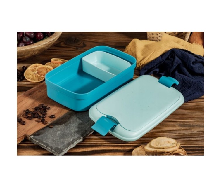 Food bowl rectangle with cutlery 1,4L Lunch&Go blue