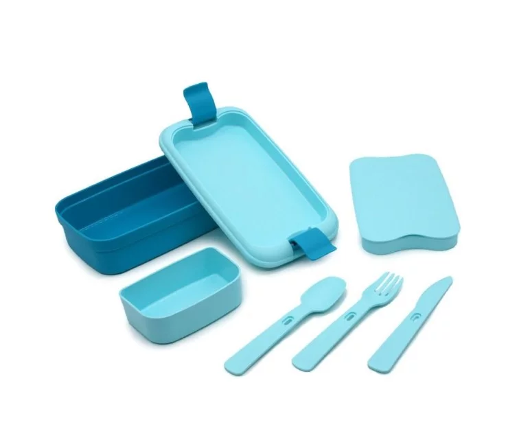 Pārtikas trauks taisnstūris ar galda piederumiem 1,4L Lunch&Go zils Pārtikas trauks taisnstūris ar galda piederumiem 1,4L Lunch&Go zils