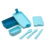Food bowl rectangle with cutlery 1,4L Lunch&Go blue