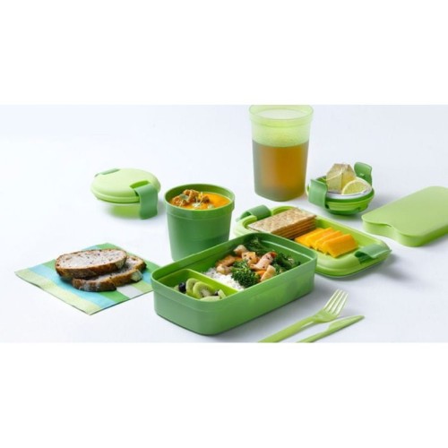 Toidukauss ristkülikukujuline koos söögiriistadega 1,4L Lunch&Go roheline Toidukauss ristkülikukujuline koos söögiriistadega 1,4L Lunch&Go roheline