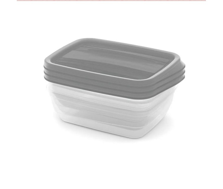 Набор пищевых контейнеров прямоугольных 3х1 л Vedo прозрачный серый