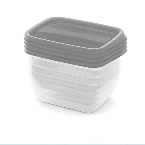 Toidukausside komplekt ristkülikukujuline 4x0,75L Vedo läbipaistev hall  Toidukausside komplekt ristkülikukujuline 4x0,75L Vedo läbipaistev hall