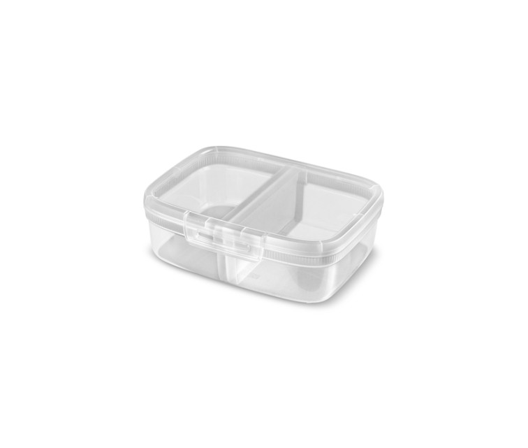 Rectangular food storage container with divider 3,3L Snap Box transparent