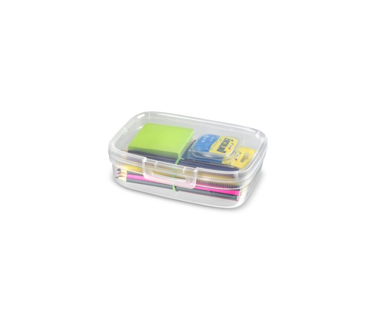 Rectangular food storage container with divider 3,3L Snap Box transparent