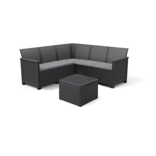 Garden furniture set Elodie 5 Seater Corner with table/storage box grey Garden furniture set Elodie 5 Seater Corner with table/storage box grey