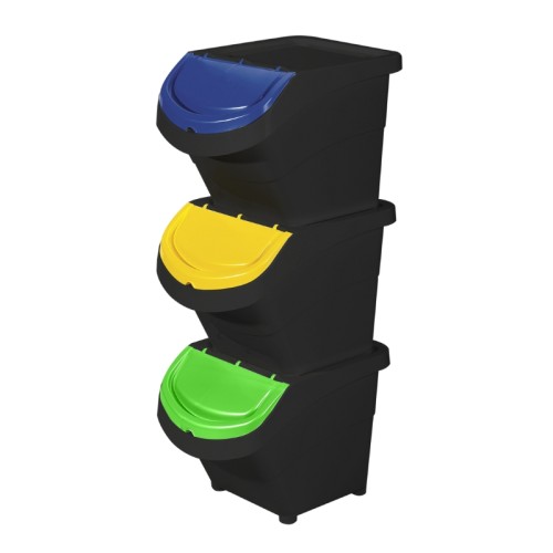 Набор мусорных баков 3 шт. Eco Solution Set 3 26л 31x43.5x92см черно-синий/желтый/зеленый