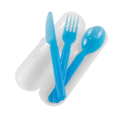 Stalo įrankių rinkinys permatomoje dėžutėje Foody, įvairių spalvų, permatoma/mėlyna/žalia/rožinė