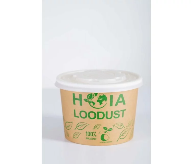 Kompostējamie ēdienu trauki ar vāciņiem Go Green 470ml 5gab./ 0,099kg Kompostējamie ēdienu trauki ar vāciņiem Go Green 470ml 5gab./ 0,099kg