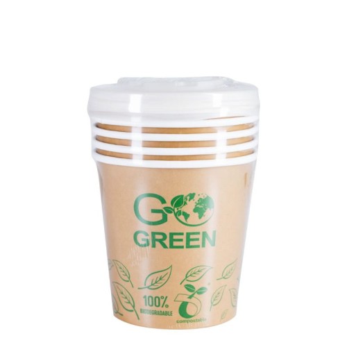Kompostējamie ēdienu trauki ar vāciņiem Go Green 700ml 5gab./ 0,115kg  Kompostējamie ēdienu trauki ar vāciņiem Go Green 700ml 5gab./ 0,115kg