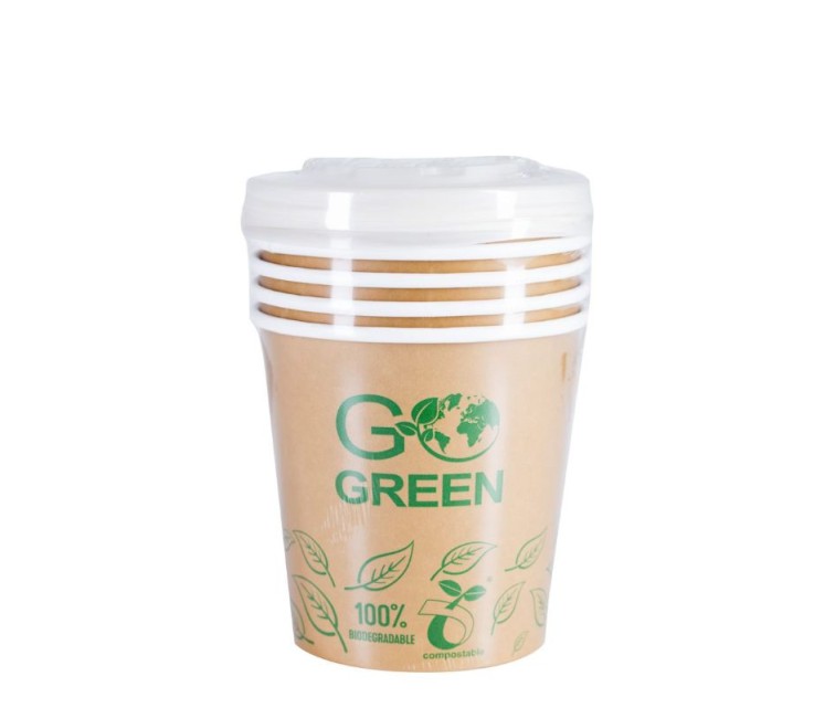 Kompostējamie ēdienu trauki ar vāciņiem Go Green 700ml 5gab./ 0,115kg