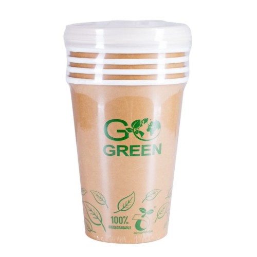 Kompostējamie ēdienu trauki ar vāciņiem Go Green 940ml 5gab./ 0,131kg Kompostējamie ēdienu trauki ar vāciņiem Go Green 940ml 5gab./ 0,131kg