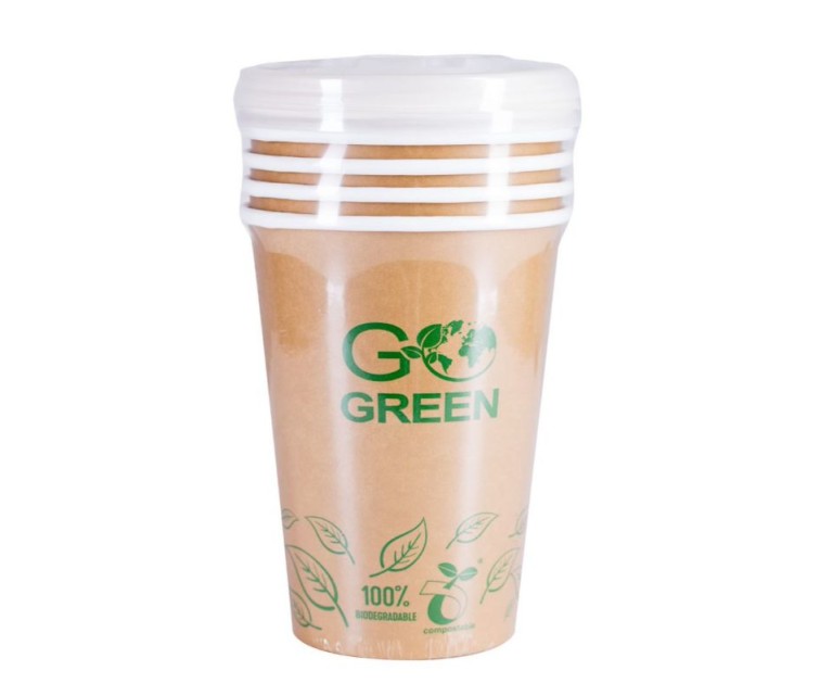 Kompostējamie ēdienu trauki ar vāciņiem Go Green 940ml 5gab./ 0,131kg